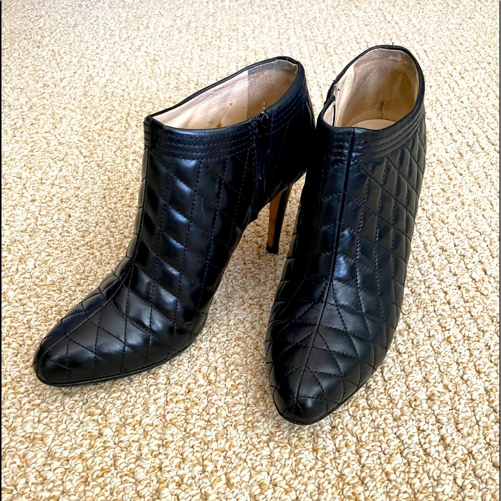 Anne Klein Leather Quilted Ankle Booties